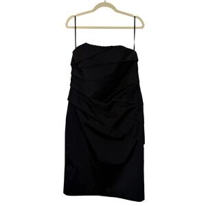 White House Black Market Black Strapless Cocktail Dress Ruched Bodice Sz 10